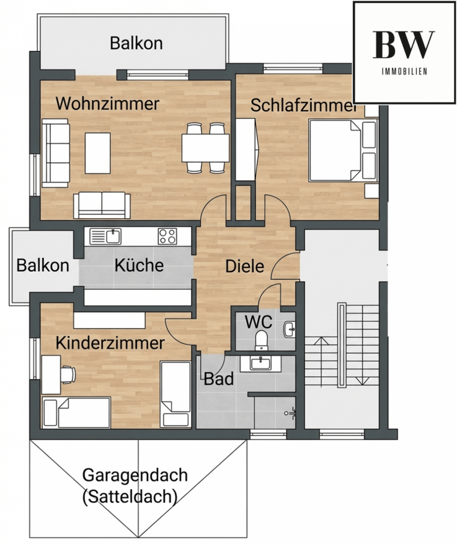 Grundriss (nicht Ma�stabsgetreu) Etagenwohnung Filderstadt